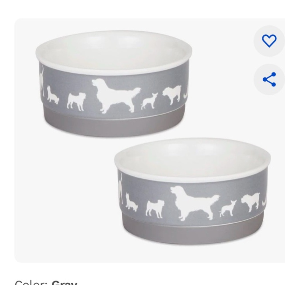 Gray Dog Silhouette Accent Bowls ceramic nonslip